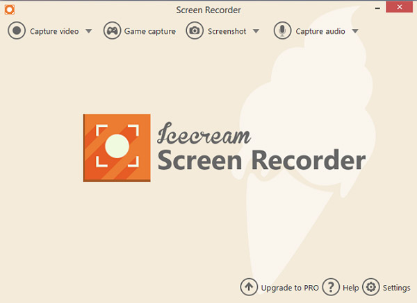 Interfaz de grabadora de pantalla Icecream