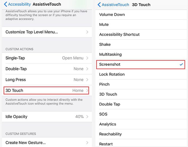 3D Touch Pořídit snímek obrazovky