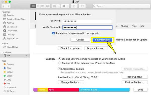Backup Finder da iPhone a Mac