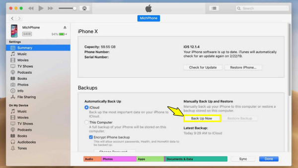 Backup iTunes da iPhone a Mac