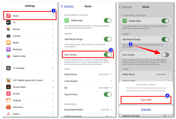 כבה את iCloud Music iPhone iPad