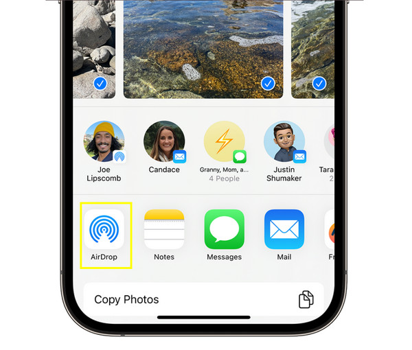 Airdrop d'une image d'iPhone à iPhone