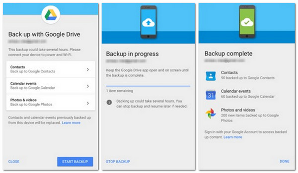 Google ड्राइव बैकअप आरंभ करें