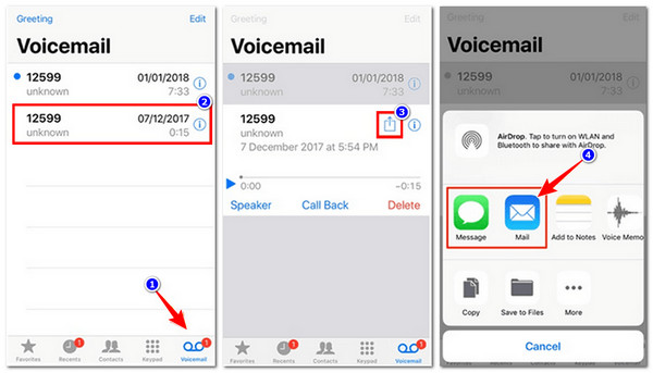 Guardar correo de voz en el correo electrónico