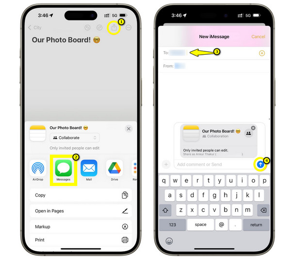 iMessage Partager une seule note depuis un iPhone
