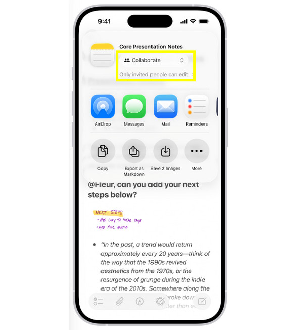 Partagez et collaborez sur les notes