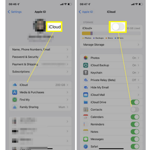 Sincronizar contactos de iCloud de iPhone a iPad
