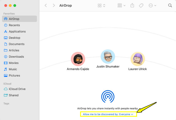 Afficher la visibilité d'Airdrop sur Mac