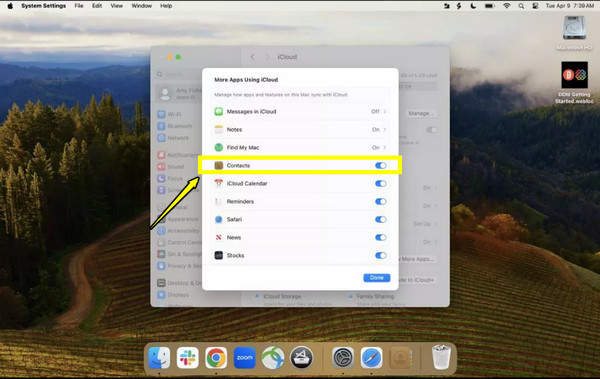 iCloud : assurez-vous que Contacts est activé sur votre Mac