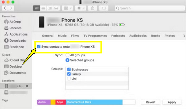 Synchronisation des contacts iTunes depuis l'iPhone