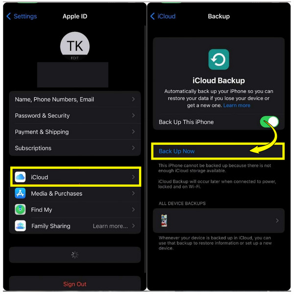 iCloud הפעל גיבוי iCloud