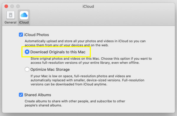 Download originaler til denne Mac fra iCloud Fotos