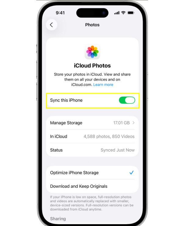 Aktivér iCloud-fotos på iPhone til Mac-synkronisering