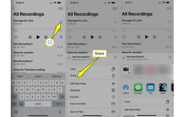 通过电子邮件发送音频笔记