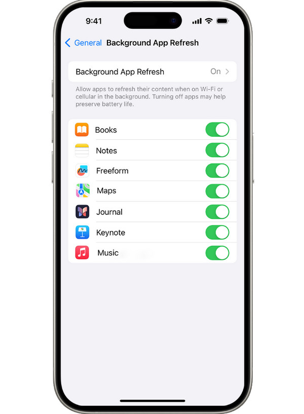 Απενεργοποίηση ανανέωσης εφαρμογών στο παρασκήνιο