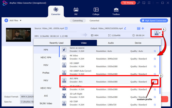 AnyRec Select AV1 Kodlaması