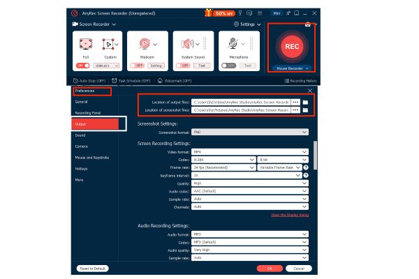 Anyrec Output And Start Record