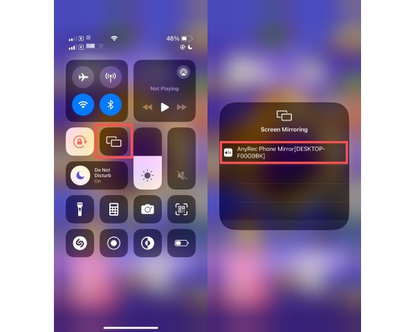 Airplay da tela do iPhone espelhado