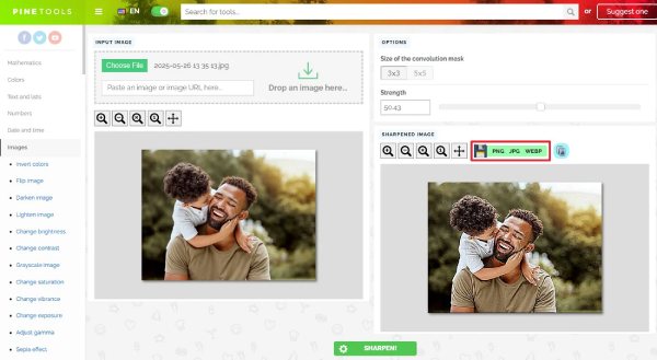 在线锐化图像 PineTools