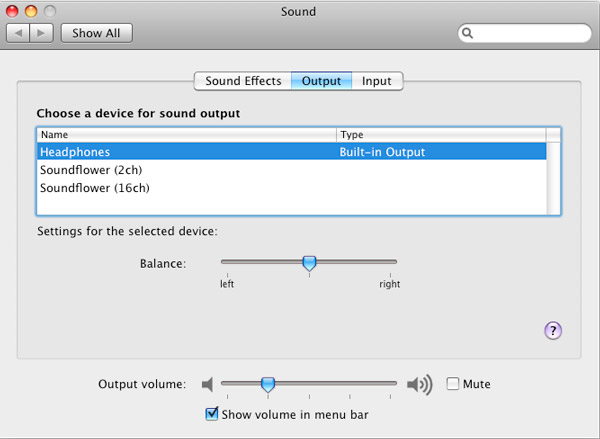 Soundflower Settings