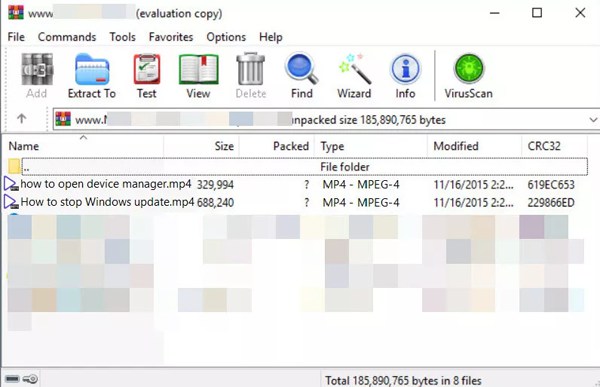 File RAR con video MP4