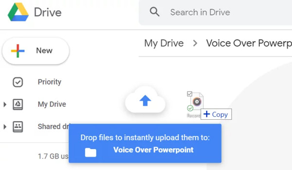 Aggiungi file audio a Google Drive