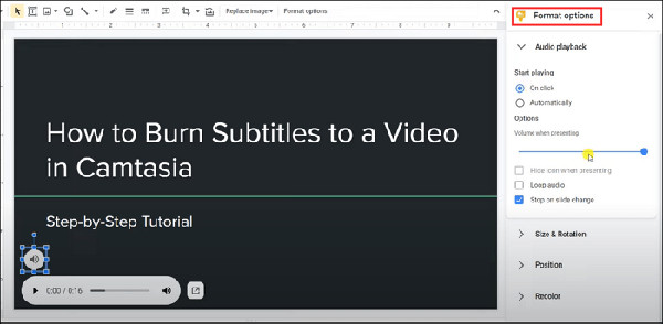 Adjust the Audio Settings for Google Slides