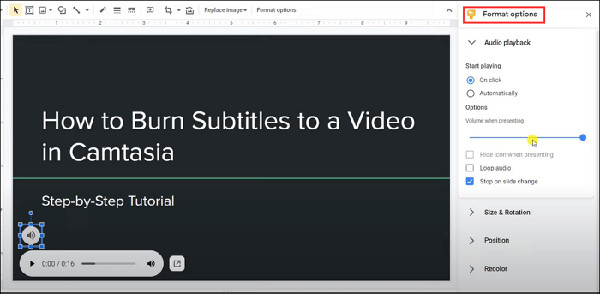 Ajuste la configuración de audio para Presentaciones de Google