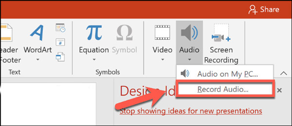 Powerpoint Record Audio Option