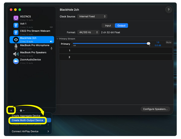 Mac Creare dispozitiv de ieșire multiplă