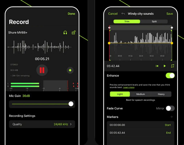 Motiv Audio 在 iPhone 上錄製語音備忘錄