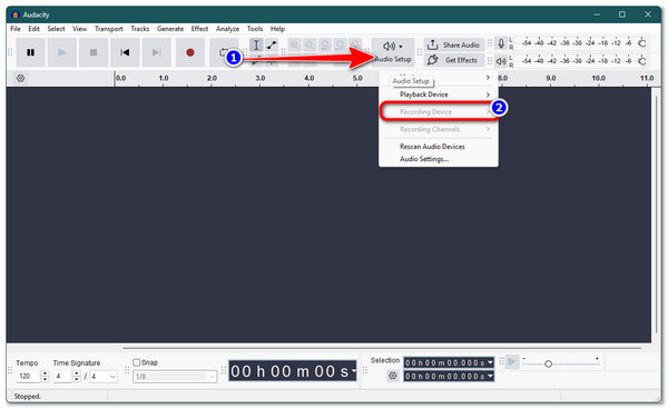 Audacity Odaberite izvor zvuka