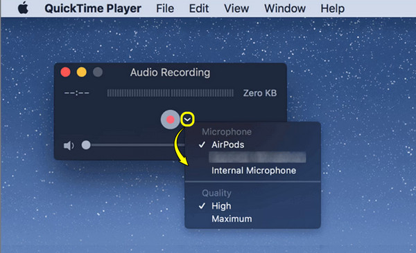 QuickTime Player Nagrywanie mikrofonu na komputerze Mac