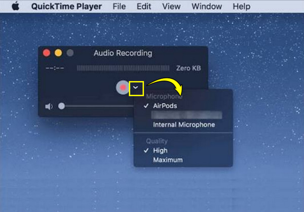 Quicktime Player optager mp3 på Mac