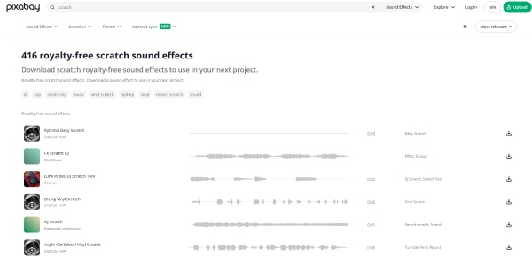  Звуковой эффект скретчинга на виниле Pixabay