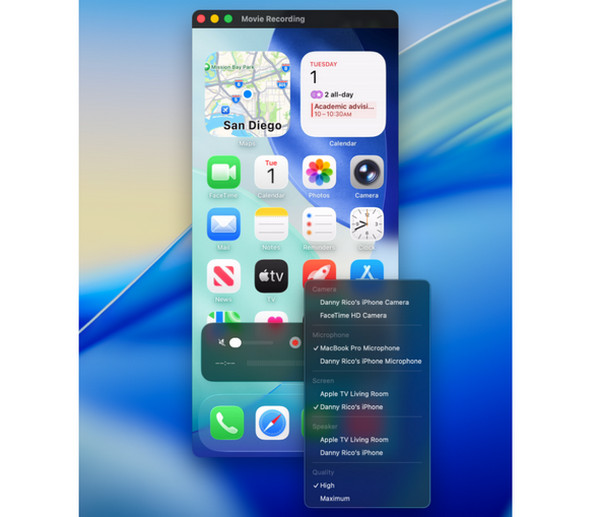 QuickTime ตั้งค่า iPhone เป็นกล้องและเสียง