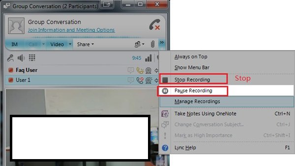 Zaustavite snimanje Lync sastanaka
