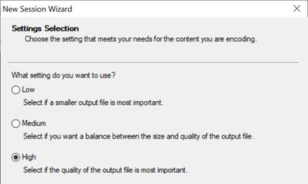 Windows Media Encoder Select Quality
