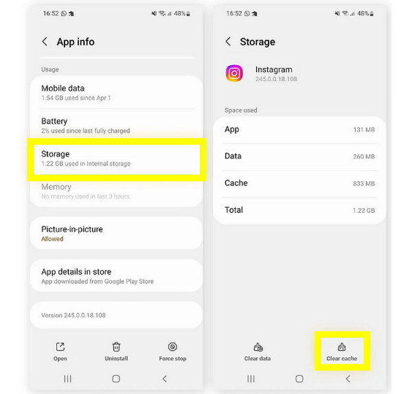 Android Clear App Cache