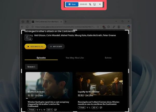 AnyRec 屏幕录像机录制 Peacock 截图