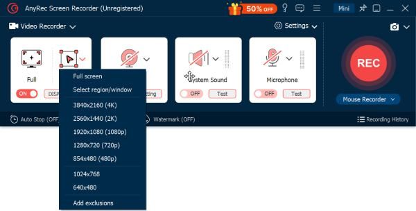 AnyRec屏幕录像机/视频录像机
