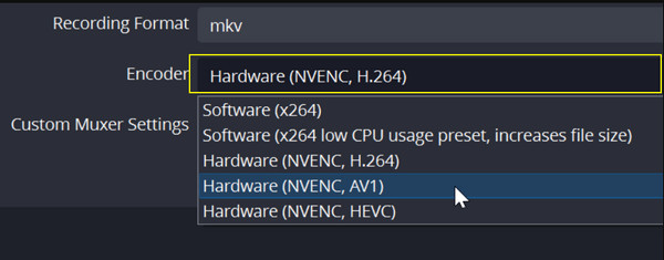 Perkakasan Pengekod OBS Select NVENC