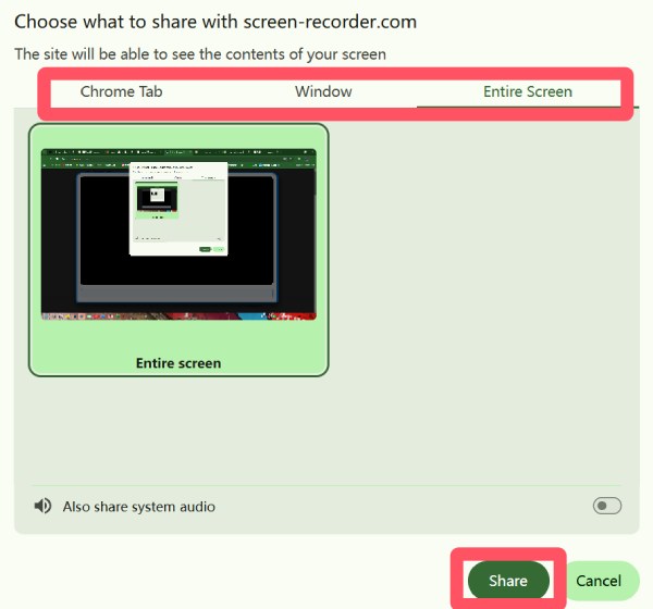 Pilih Kawasan Screenpal