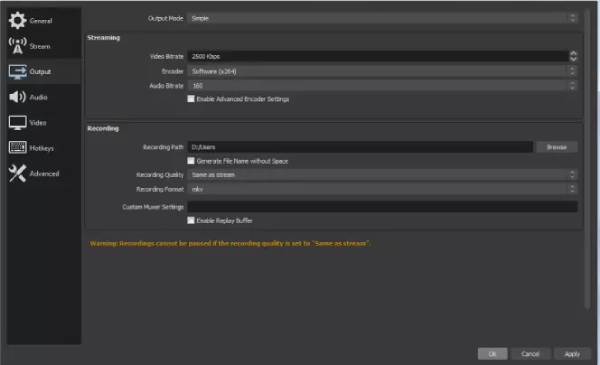 Osservazione preimpostata