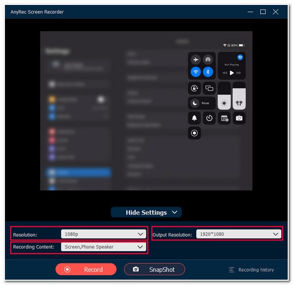 Select Resolution for Recording