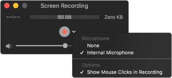 تسجيل الشاشة، تسجيل صوتي لنظام التشغيل Mac، QuickTime