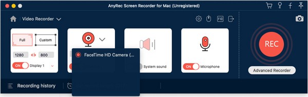 Kamera FaceTime AnyRec