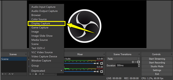 Obs Vælg skærmoptagelse