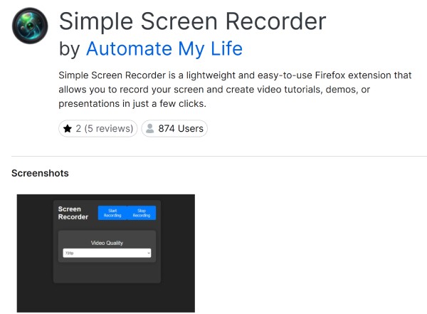 Firefox-opptaker Enkel