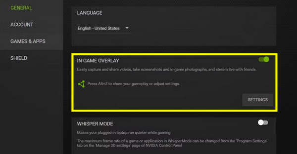 Nvidia 游戏内覆盖层开启